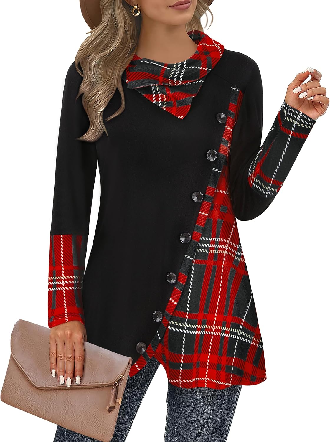 Cestyle Womens Fall Long Sleeve Cowl Neck Tunic Top Review
