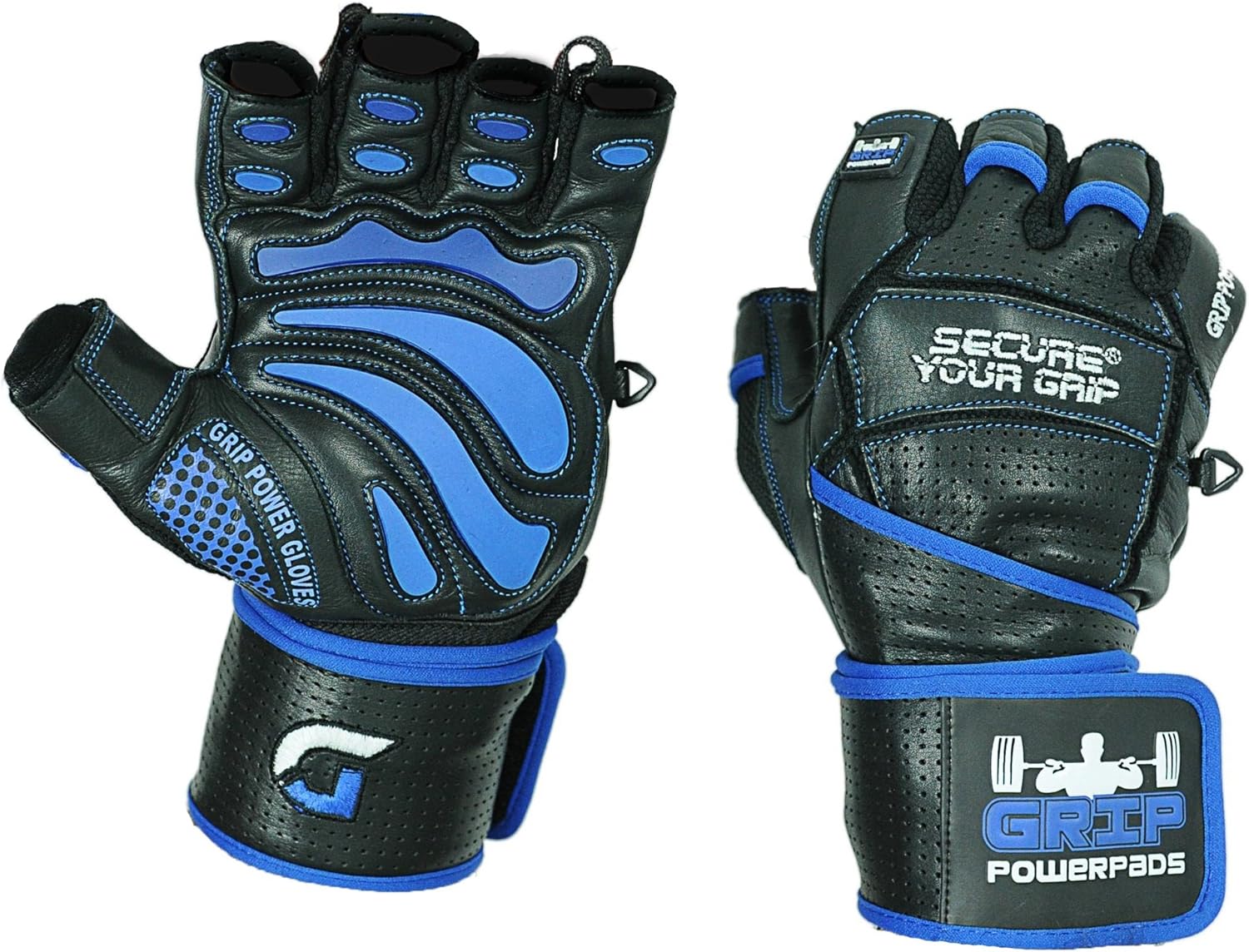Elite Leather Gym Gloves by Grip Power Pads for Weightlifting