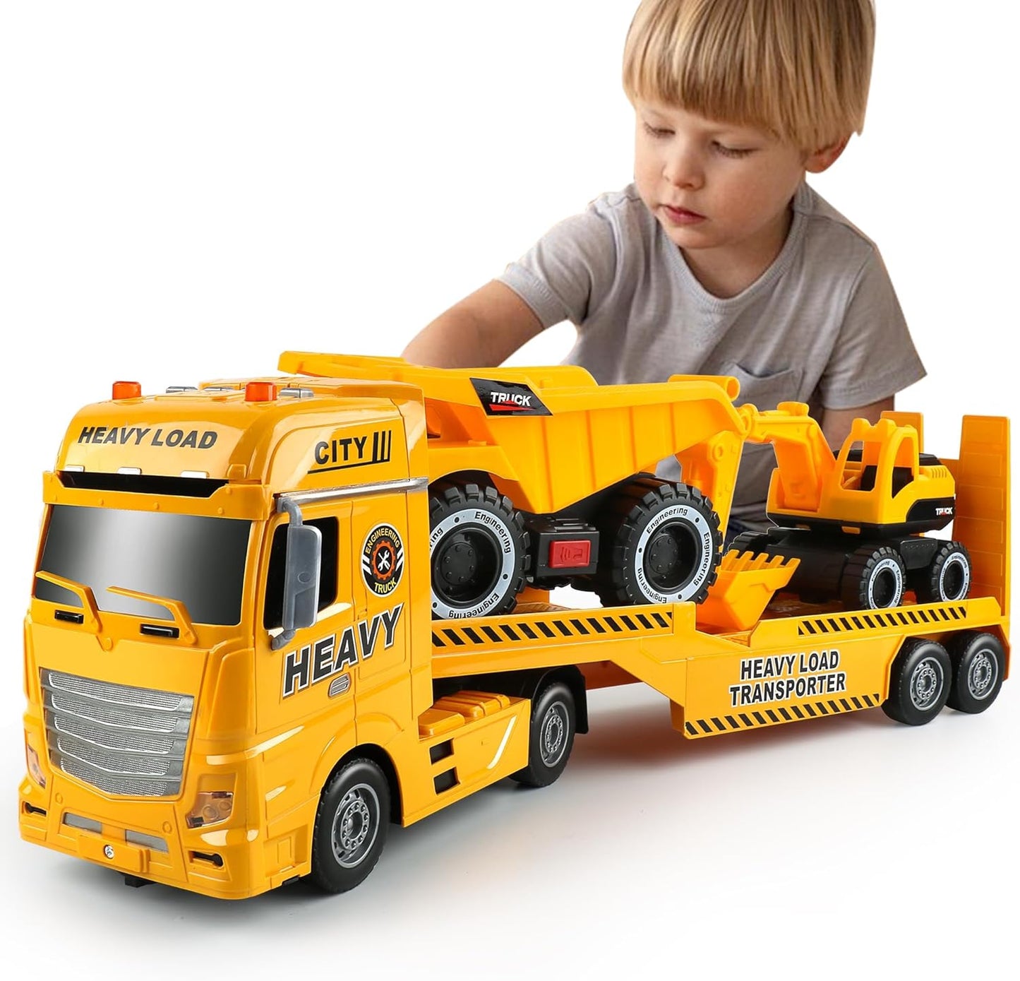 Dwi Dowellin Construction Carrier Truck Toy for Kids Ages 3-6