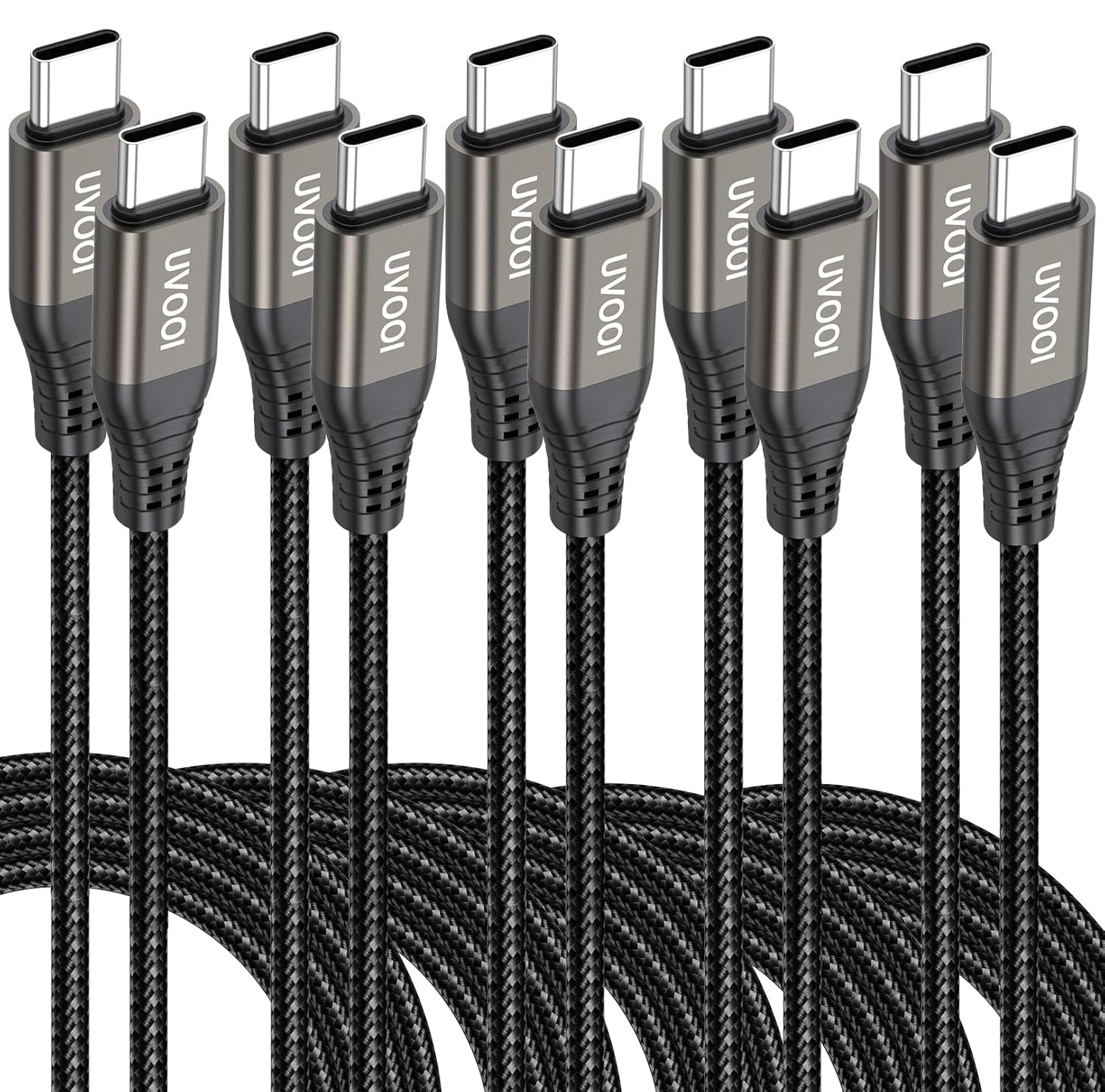 5-Pack 100W Fast Charging USB C Cables for Galaxy & Pixel