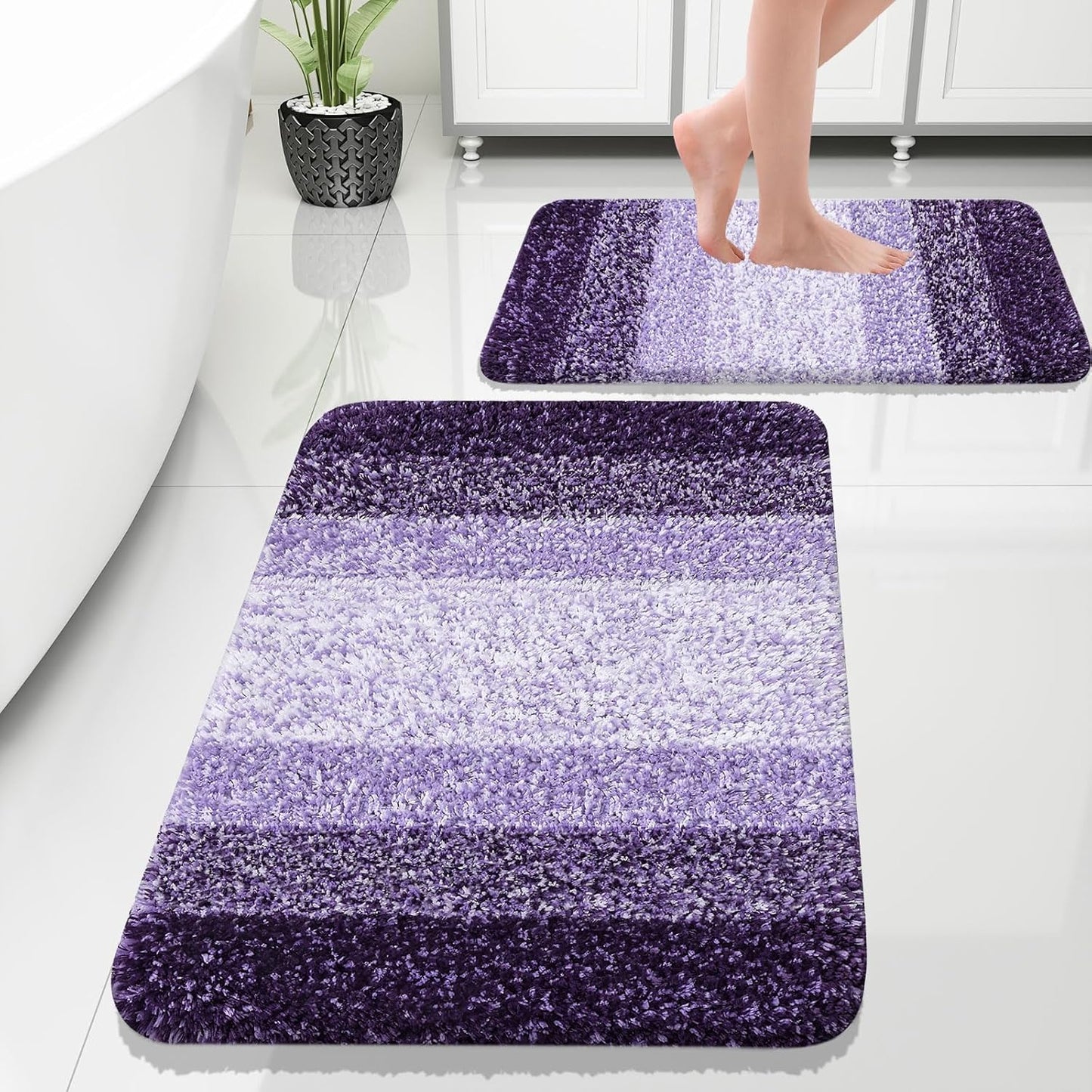 OLANLY Bathroom Rug Set - Soft Absorbent Microfiber Mats