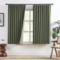 RAIN CITY Dark Olive Green Blackout Curtains Linen 63 in Panels - Full