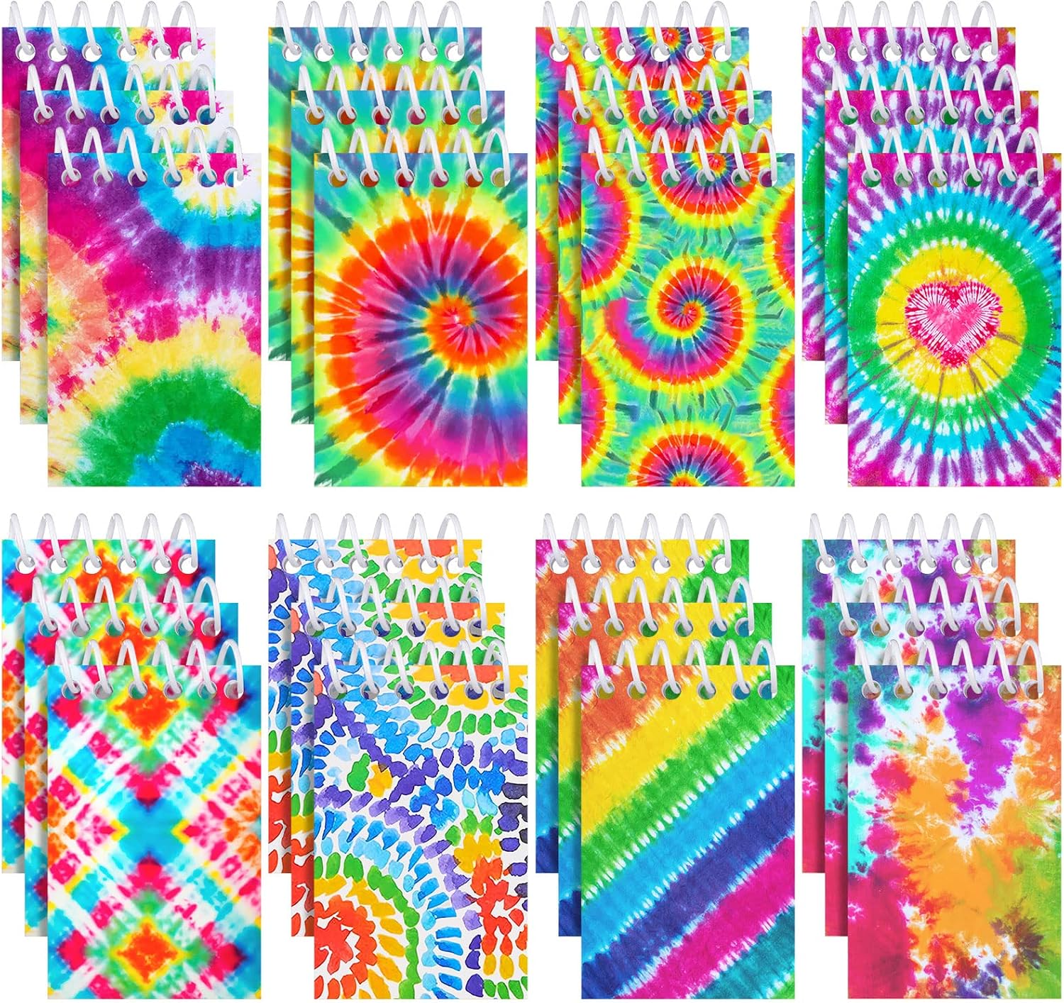 Vibrant Tie Dye Mini Notepads - Fun Spiral Notebooks