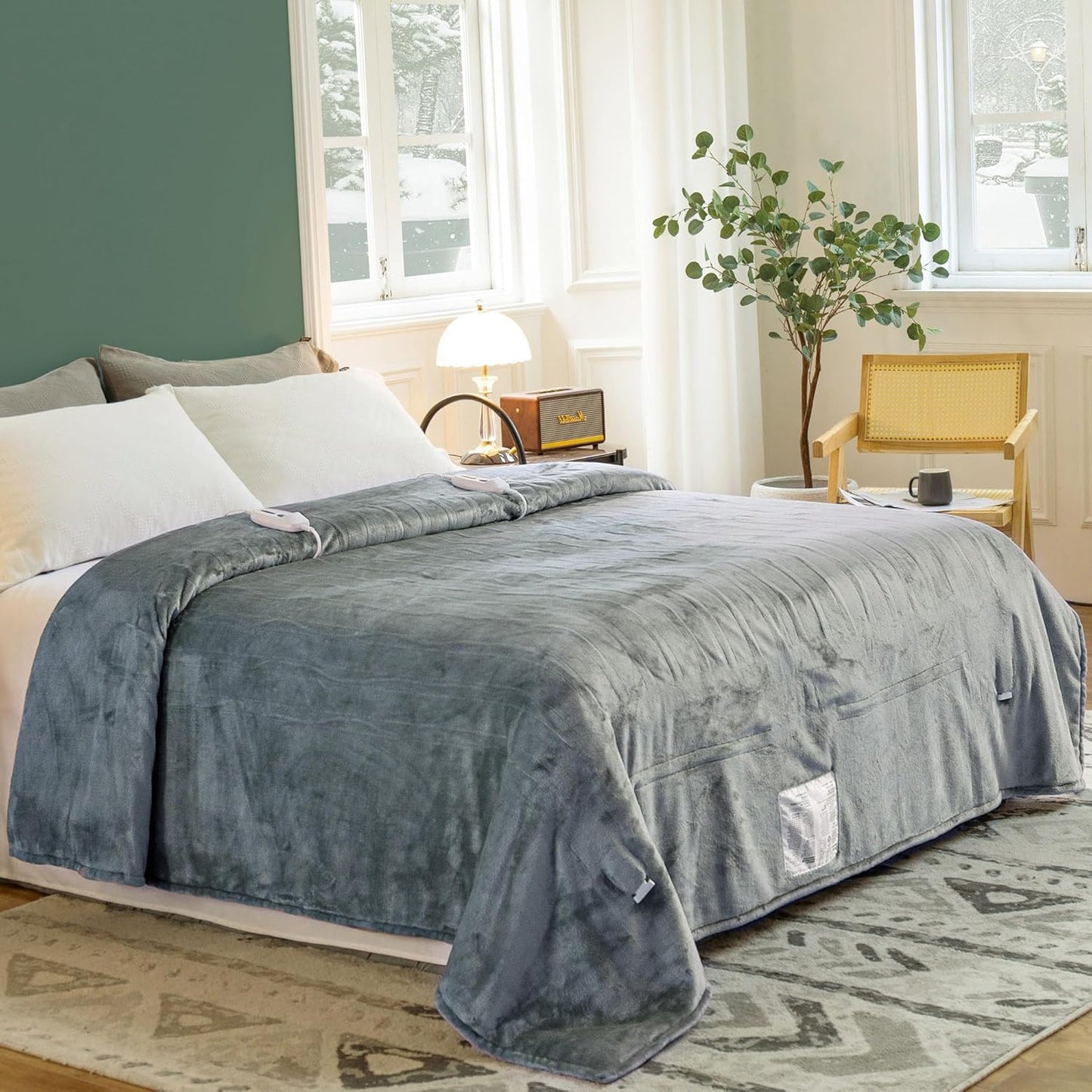 JET'S HOME Heated Blanket King - Soft Flannel Electric Throw