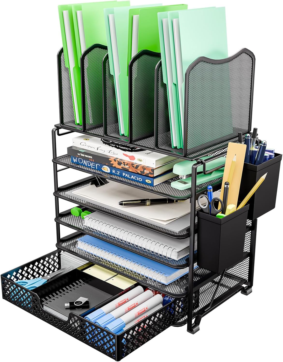 Efficient 5 Tier Desk File Organizer - Black