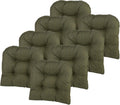 Waffle Green U-Shaped Non-Slip Chair Cushions 15x15 in - Overstuffed