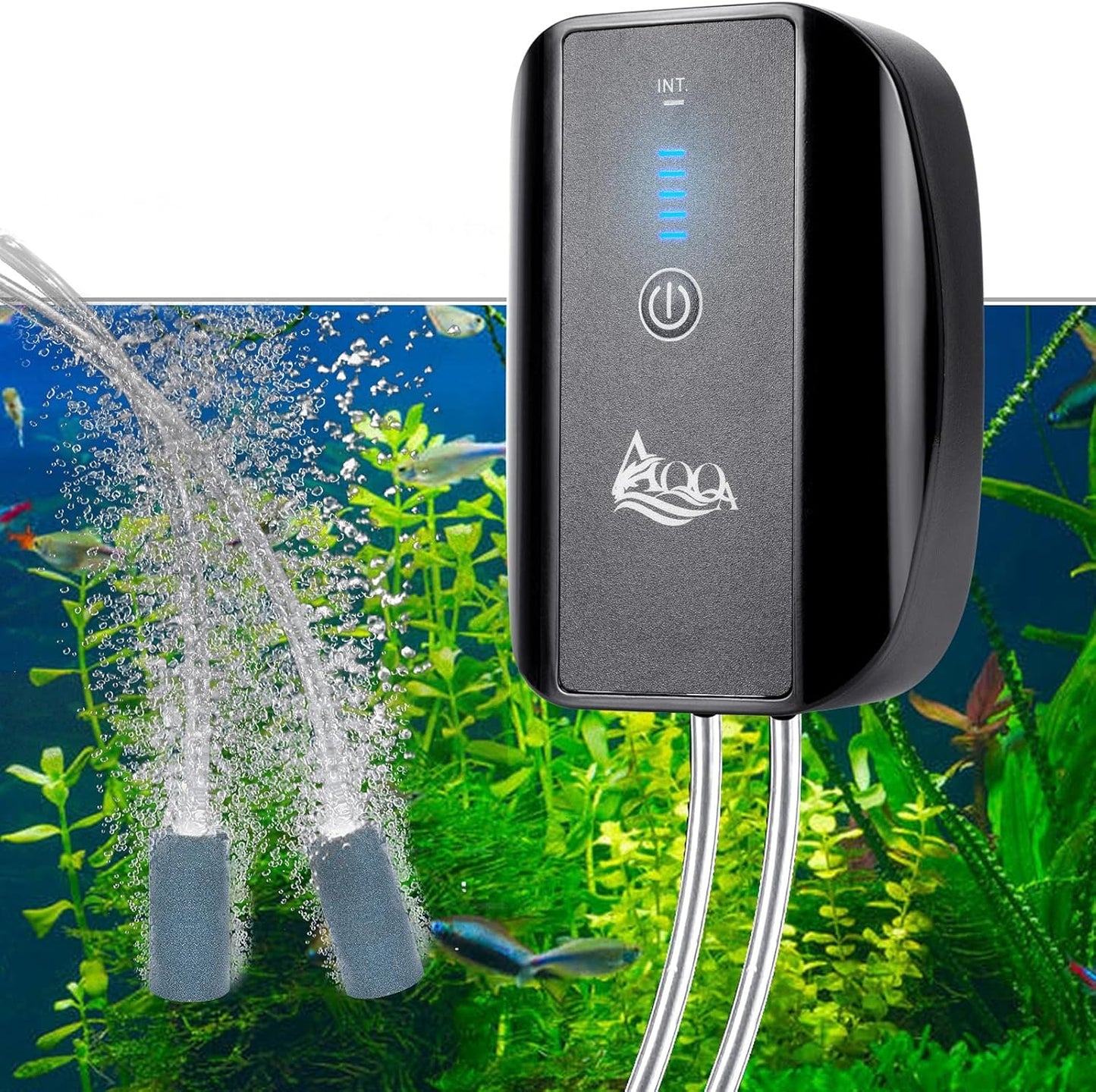 AQQA Aquarium Rechargeable Air Pump for Quiet Oxygen Supply
