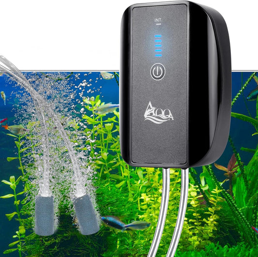 AQQA Aquarium Rechargeable Air Pump for Quiet Oxygen Supply