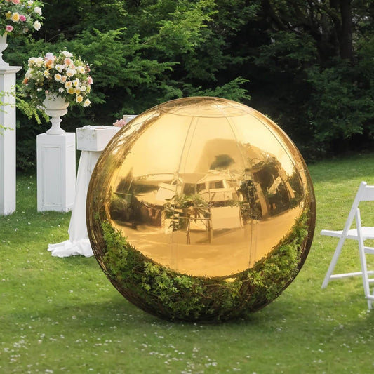 Gold Inflatable Mirror Ball for Parties and Events - 1.2m Size
