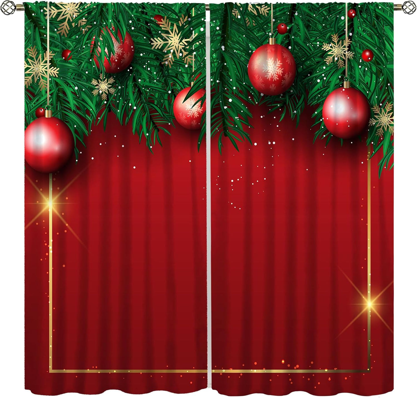 Xmas Blackout Curtains for Festive Decor 21x45in, Set of 2