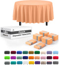 Party Solids Peach Round Plastic Tablecloth 84 in - Pack of 24