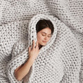 Weighted Cotton Hand-Knit Blanket 15 lb - Cooling Chunky Knit