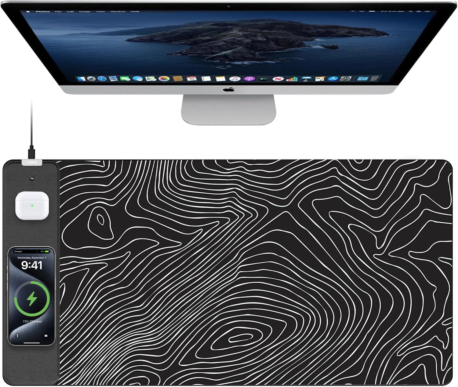TopMade XXL Large Wireless Charging Mouse Pad for Gaming Desk