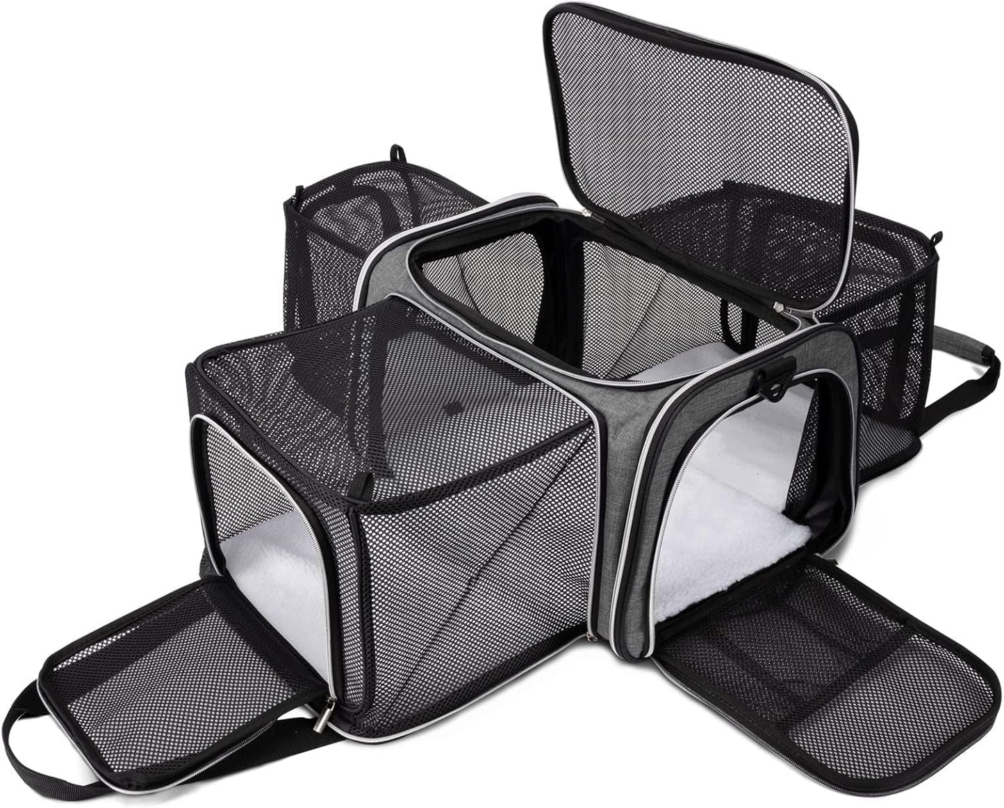 Expandable Cat Carrier Bag for Travel with 5 Open Doors