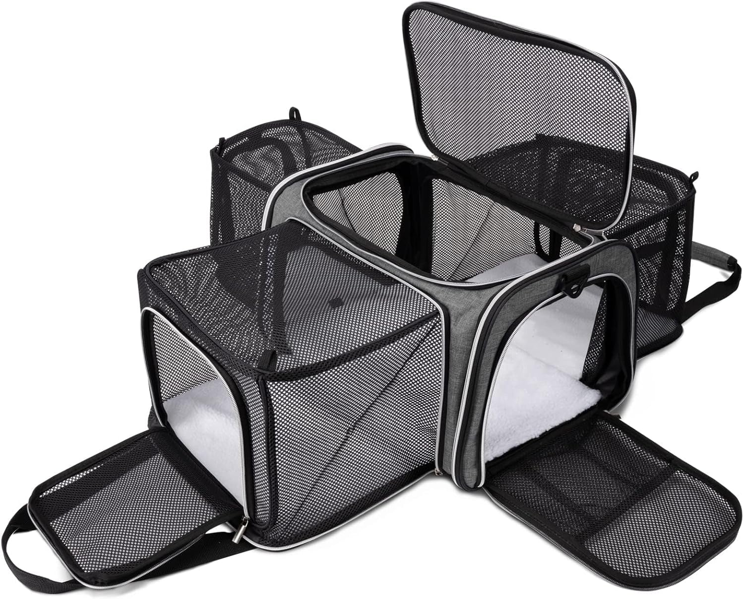 Expandable Cat Carrier Bag for Travel with 5 Open Doors