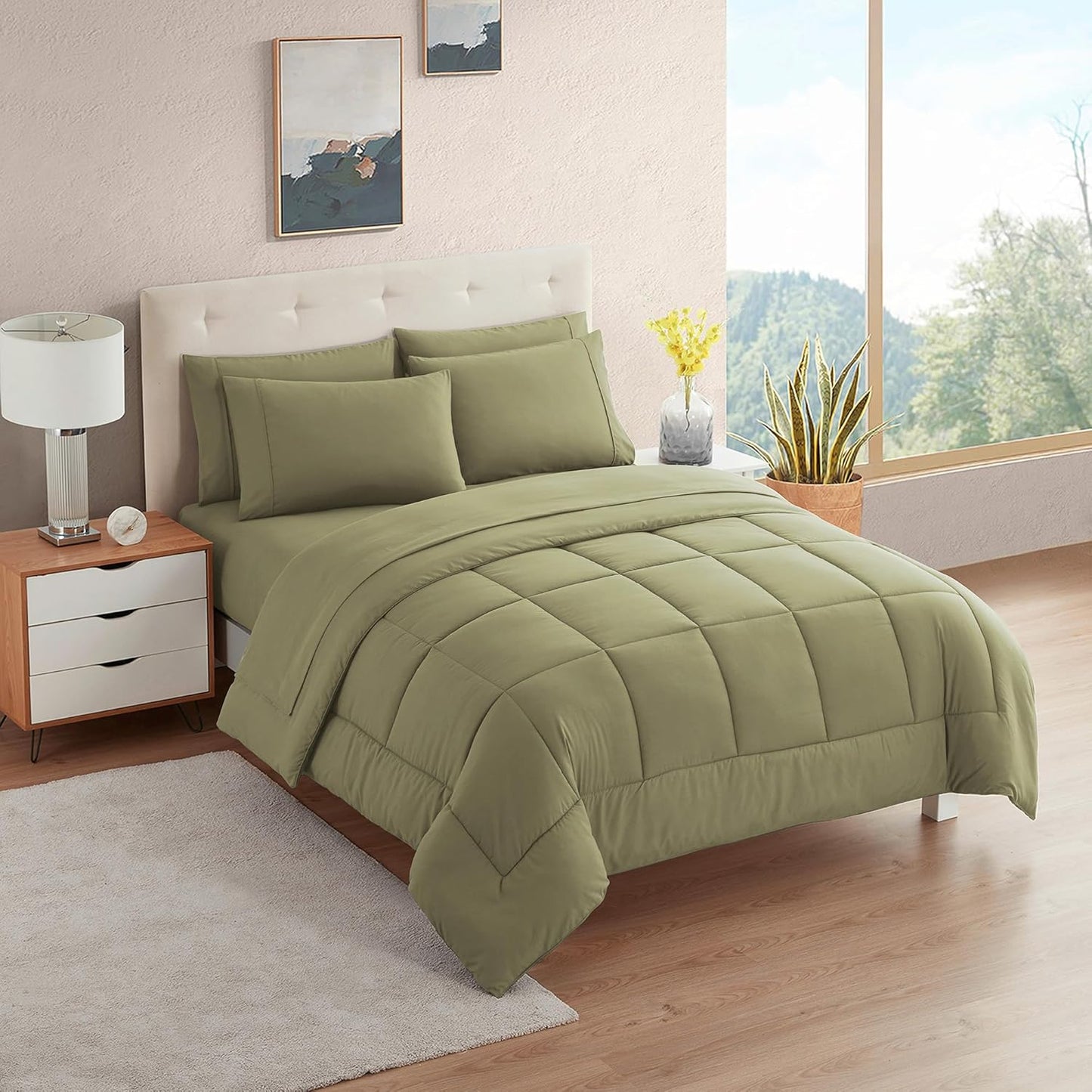 Transform Your Bedroom with the Soft Comforter Set in Sage