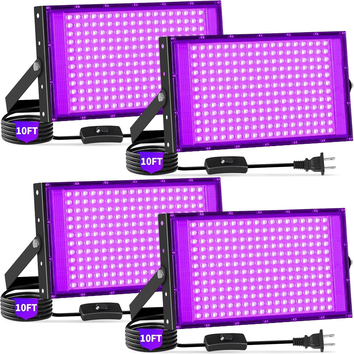 200W Black Lights for Glow Parties, Waterproof & Easy Setup