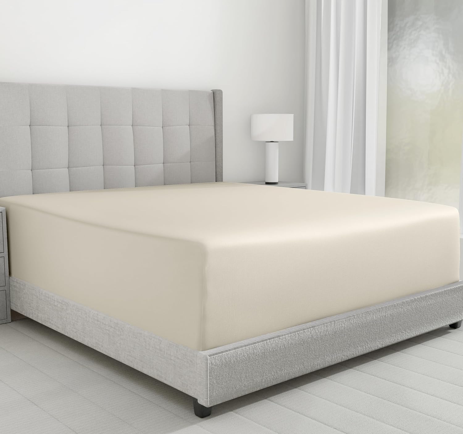 Luxuriously Soft Twin Fitted Sheet - 100% Cotton 600 Thread Count