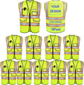Reflective Vest Class 2 Safety Vest with Pockets and Zipper - Custom