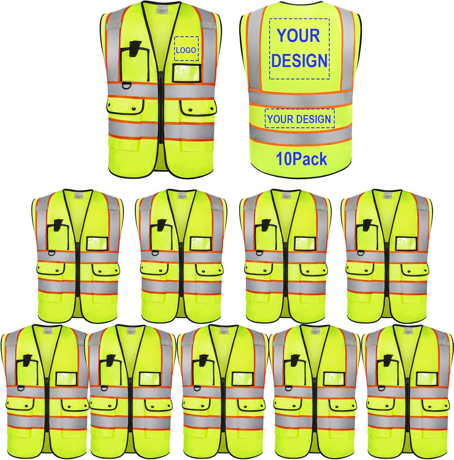 Reflective Vest Class 2 Safety Vests with Pockets for Visibility