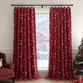 Snowflake Red Christmas Velvet Blackout Curtains 96in - Thermal