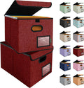 BALEINE Modern Red File Storage Box with Lid - Letter File Organizer