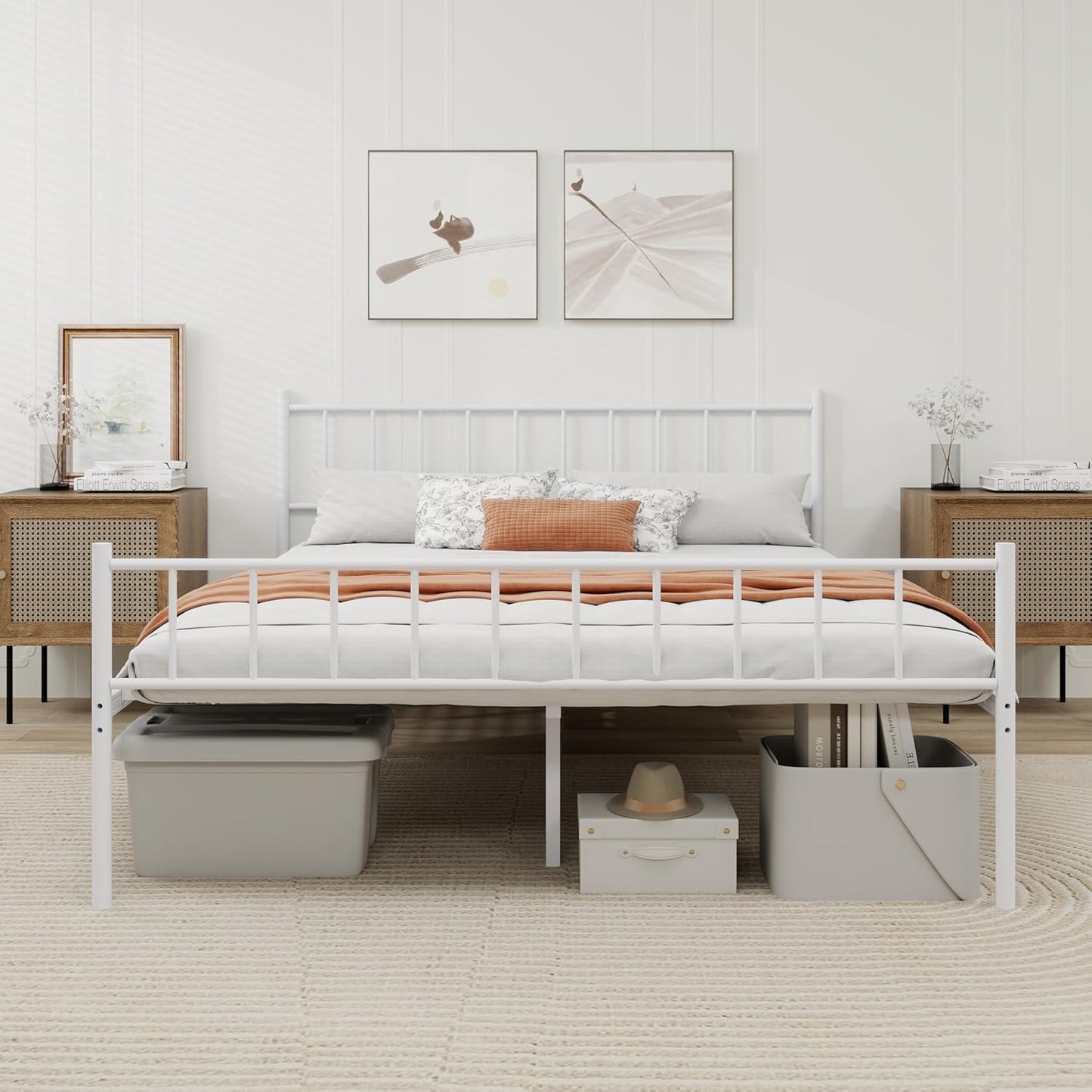 Sturdy Metal Platform Full Bed Frame with Headboard Support