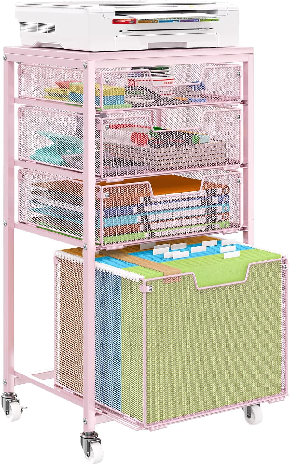 Sbanmao 4 Drawer Rolling File Cart for Home Office Storage