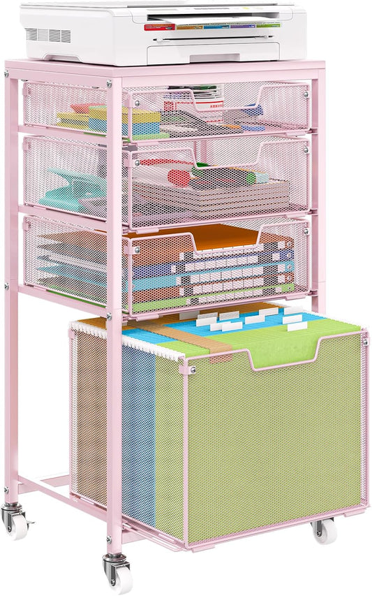 Sbanmao 4 Drawer Rolling File Cart for Home Office Storage