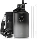 Insulated Water Bottle 64 oz with Straw Lid and Flex Lid Review