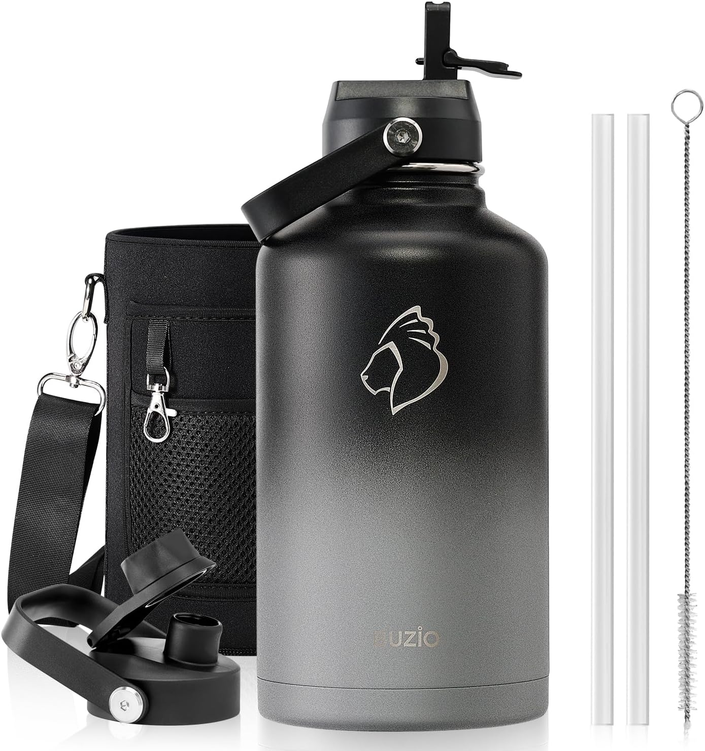 Insulated Water Bottle 64 oz with Straw Lid and Flex Lid Review