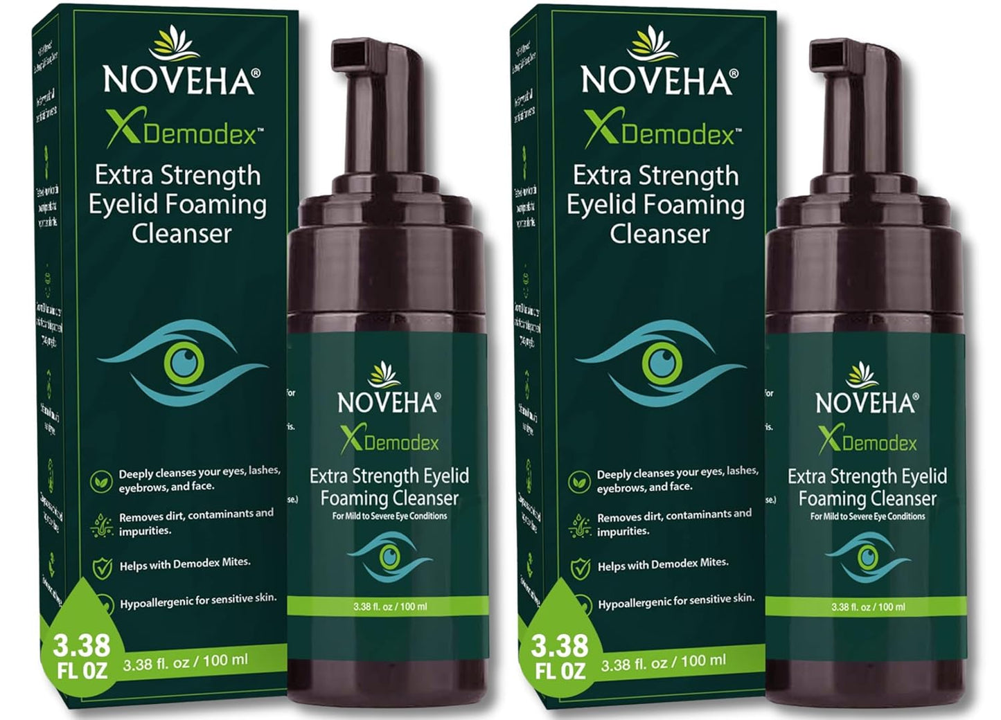 NOVEHA Demodex Eyelid Cleanser Foam with Tea Tree Oil Formula