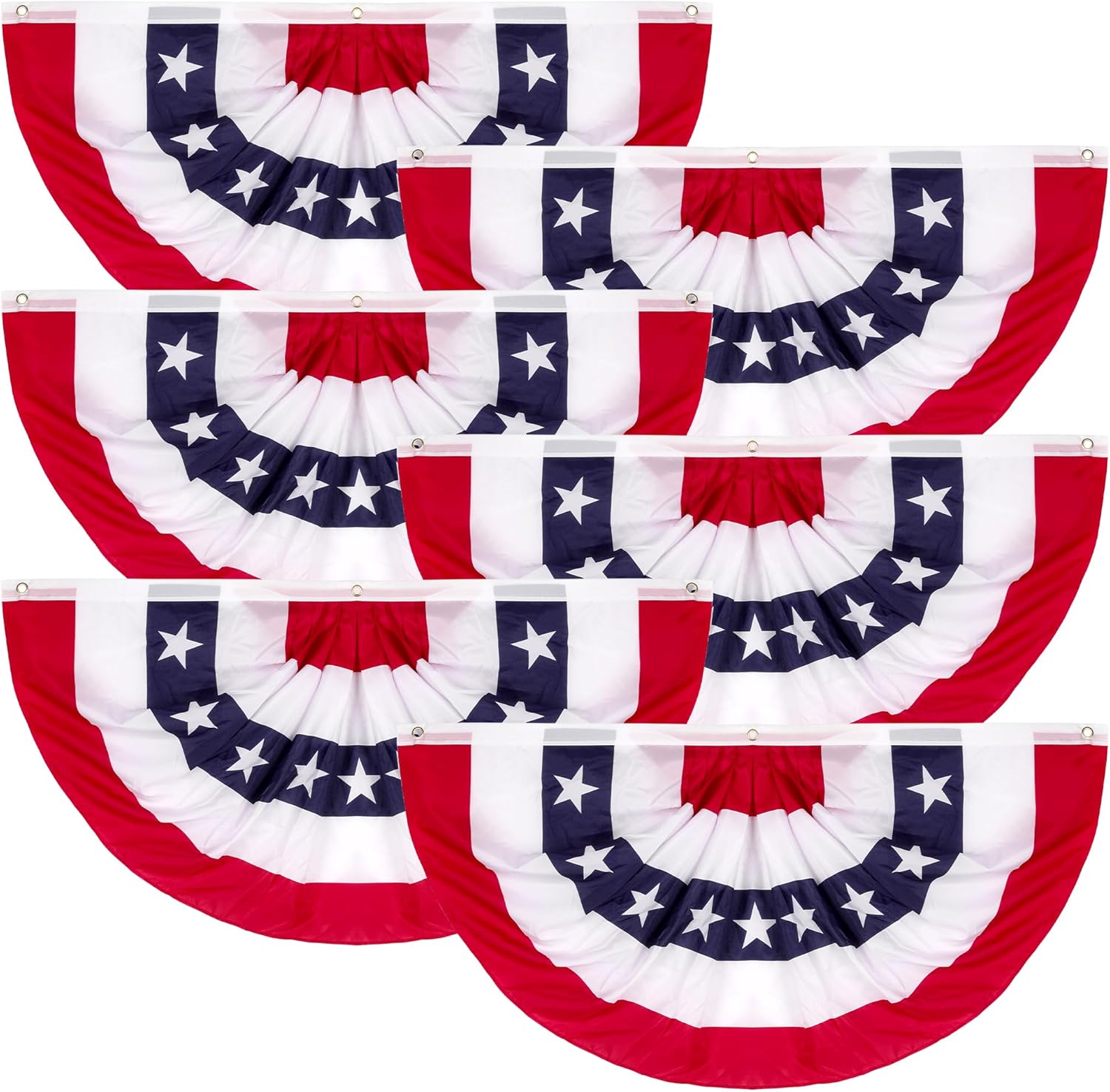 6 PCS American Pleated Fan Flag for 4th of July Celebrations