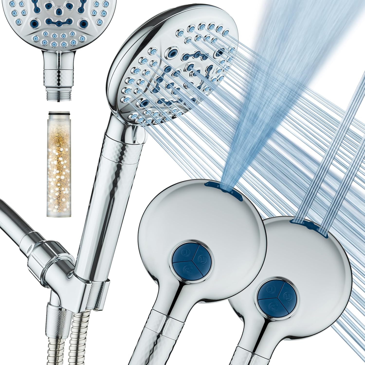 AquaCare 4X High Pressure Handheld Shower Head for Clean Water