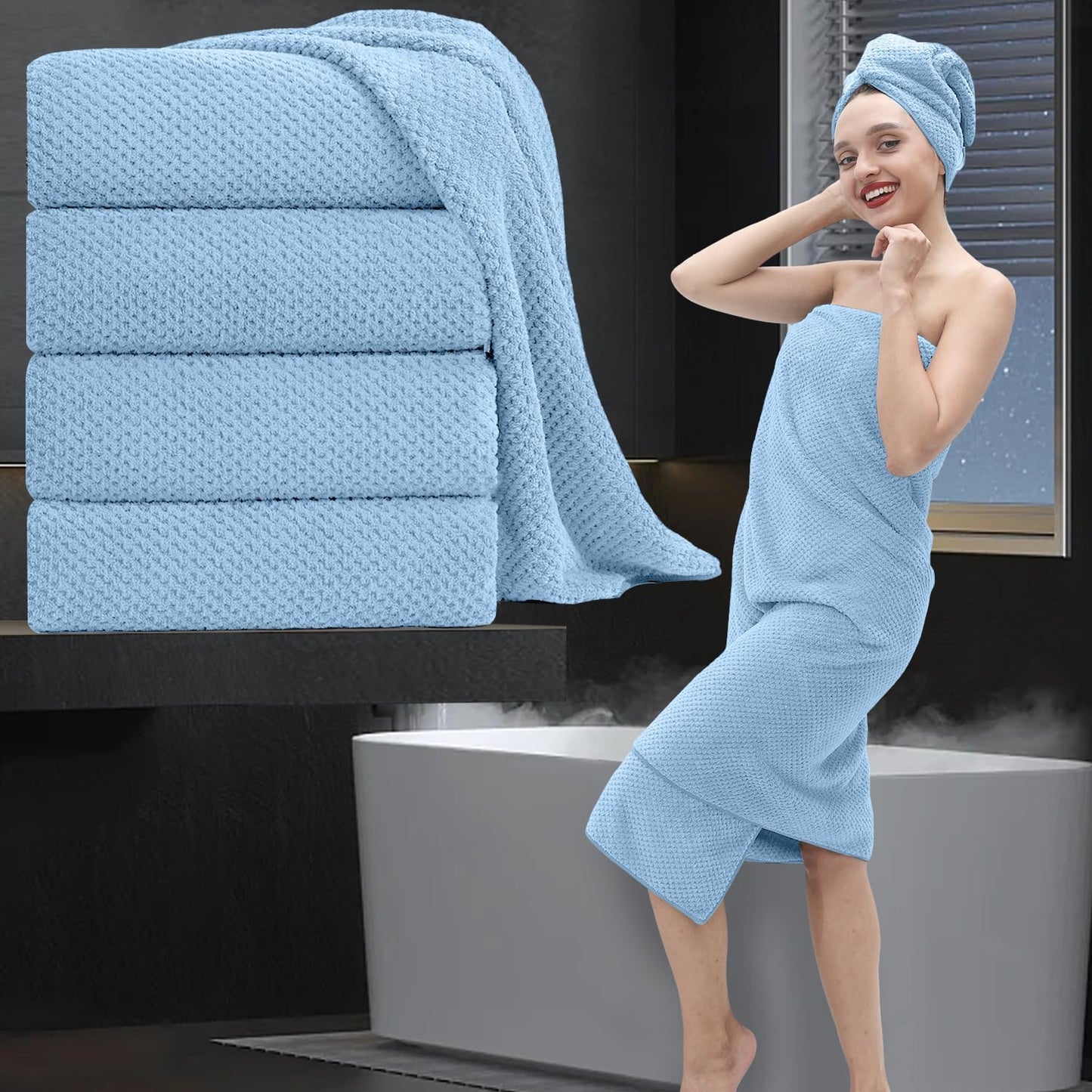 Extra Large Bath Towel Set of 4 for Ultimate Comfort and Absorbency