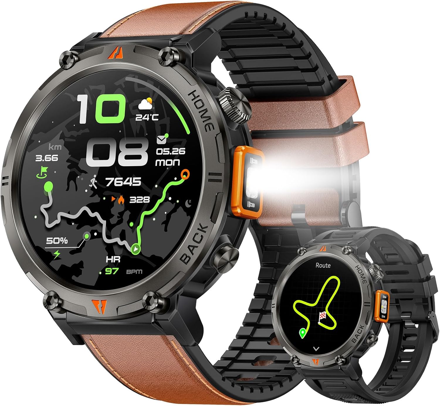 Rugged Military Smart Watch with GPS and Health Monitoring