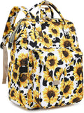 Sunflower Cow Print Laptop Backpack for 15.6in Notebooks - Cute