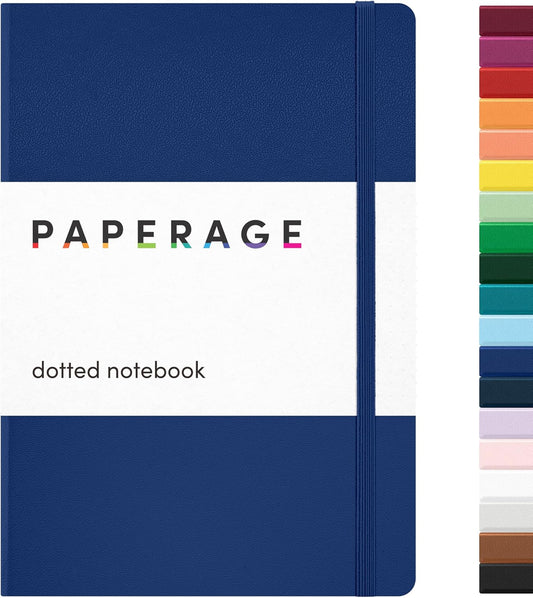 PAPERAGE Dotted Journal Notebook - 100 GSM Thick Paper - Royal Blue