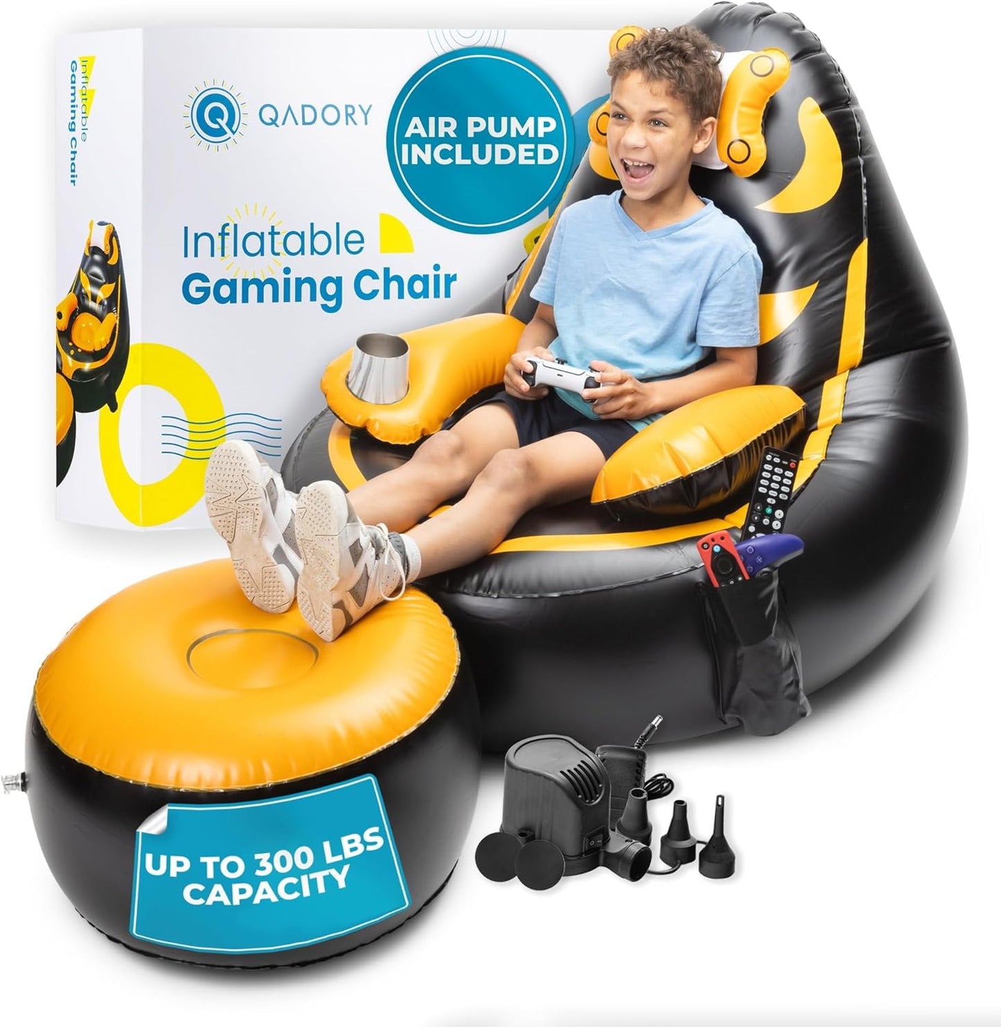 Qadory Kids Gaming Bean Bag Chair - Inflate Fun!
