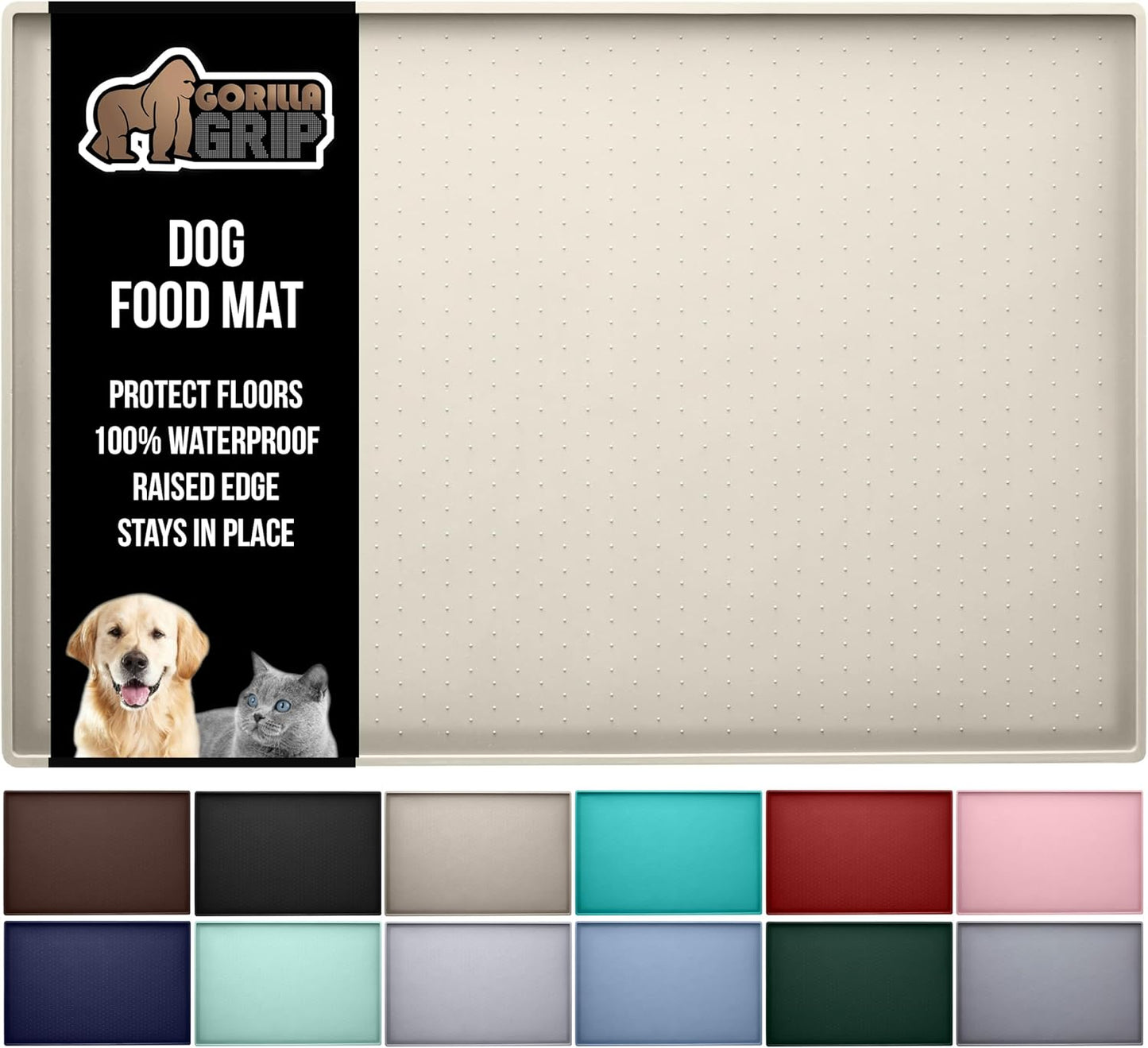GORILLA GRIP Waterproof Pet Feeding Mat for Dogs and Cats