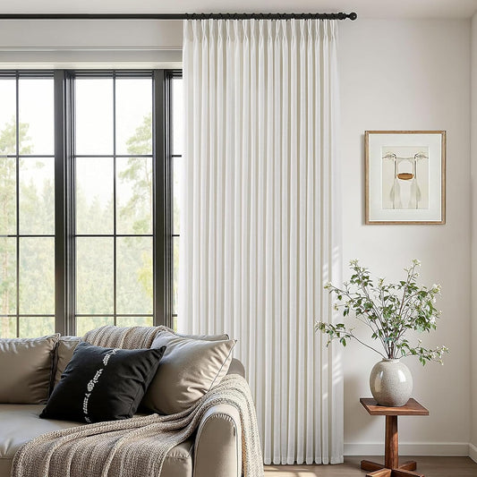 112 Inch Pinch Pleated Linen Curtains for Elegant Living Spaces