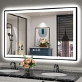 50x32 Black Framed LED Bathroom Mirror with Lights - Dual Front & Back