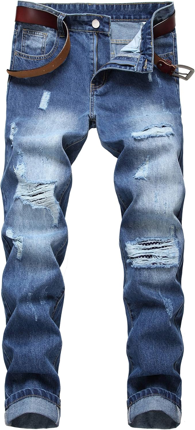 MICKASON Men's Ripped Elasticity Skinny Wild Jeans for Style