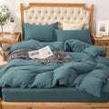 Jersey Knit Duvet Cover Set Oversized King in Cerulean Blue - Super