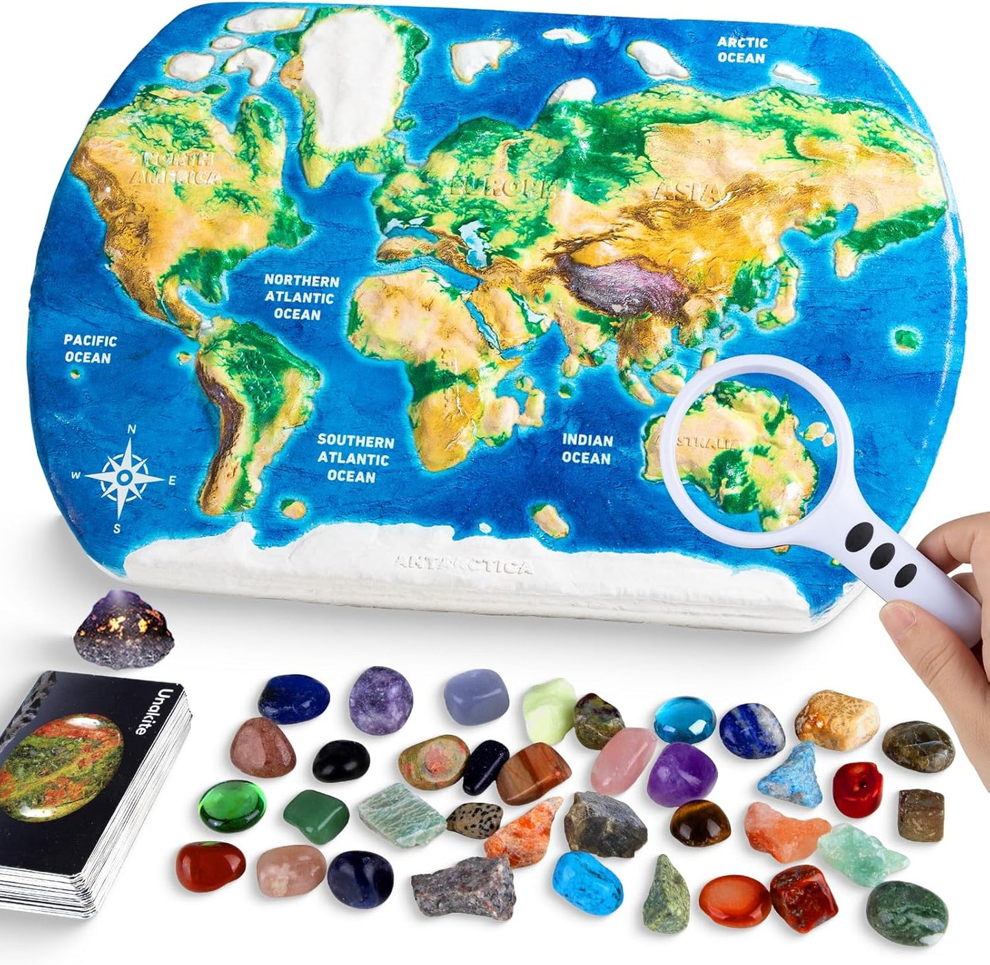 Gemstones Dig Kit for Kids - Excavate 37 Rocks & Crystals