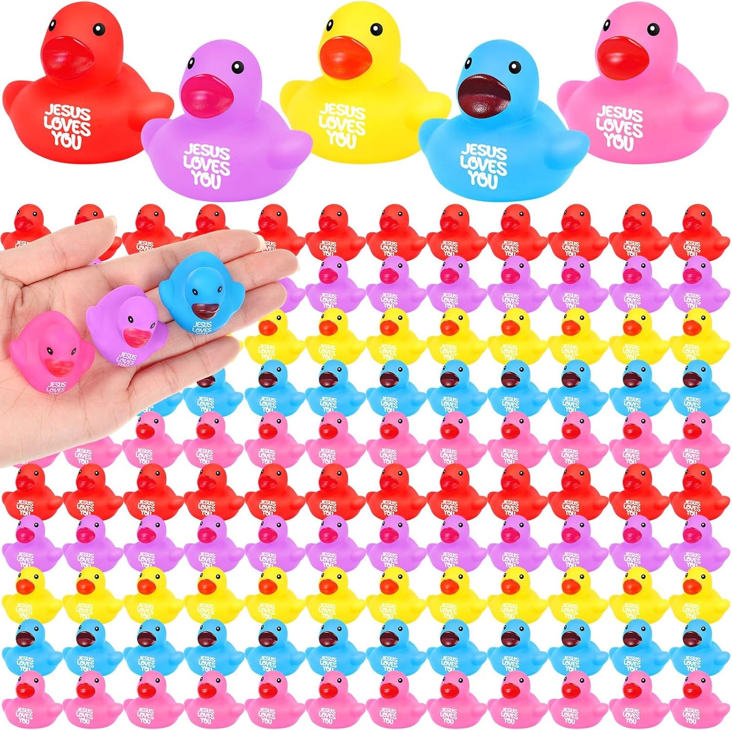 Deekin 300 Pcs Jesus Loves You Rubber Ducks for Parties
