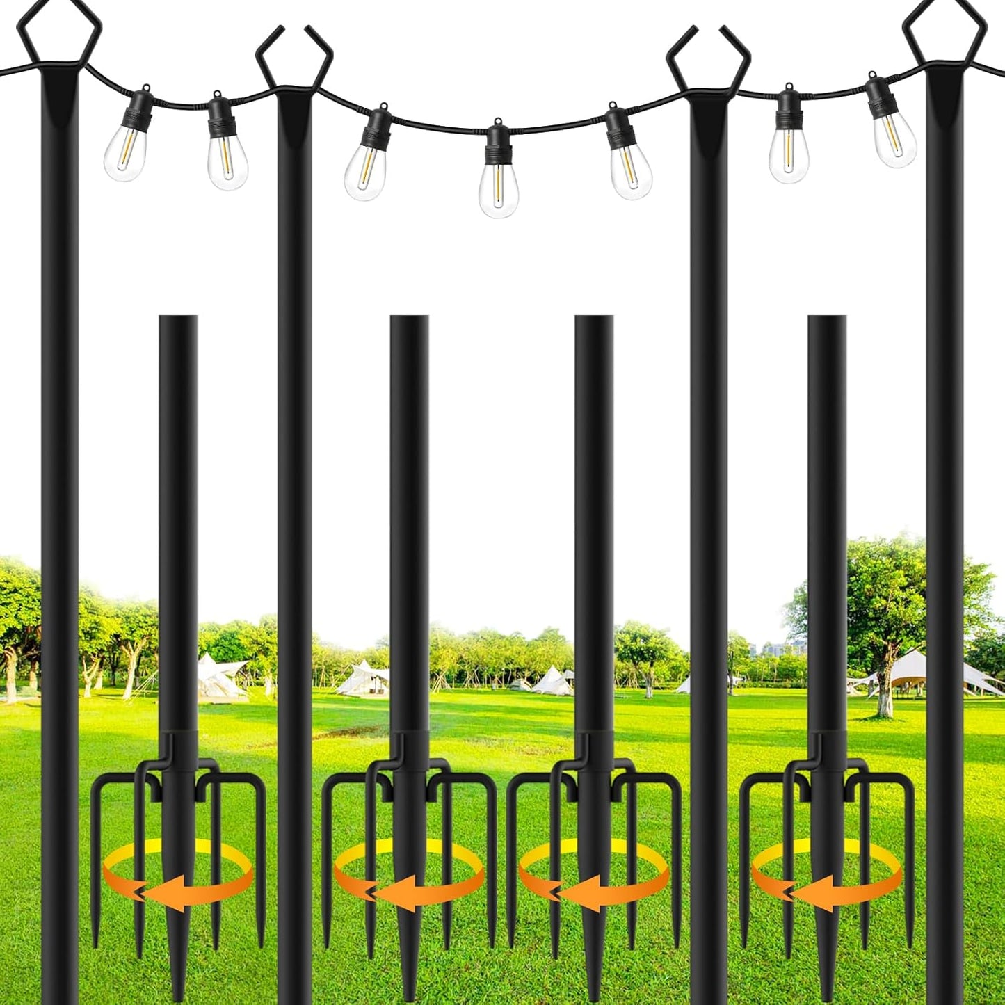 4 Pack String Light Poles by SINLEY for Outdoor Use