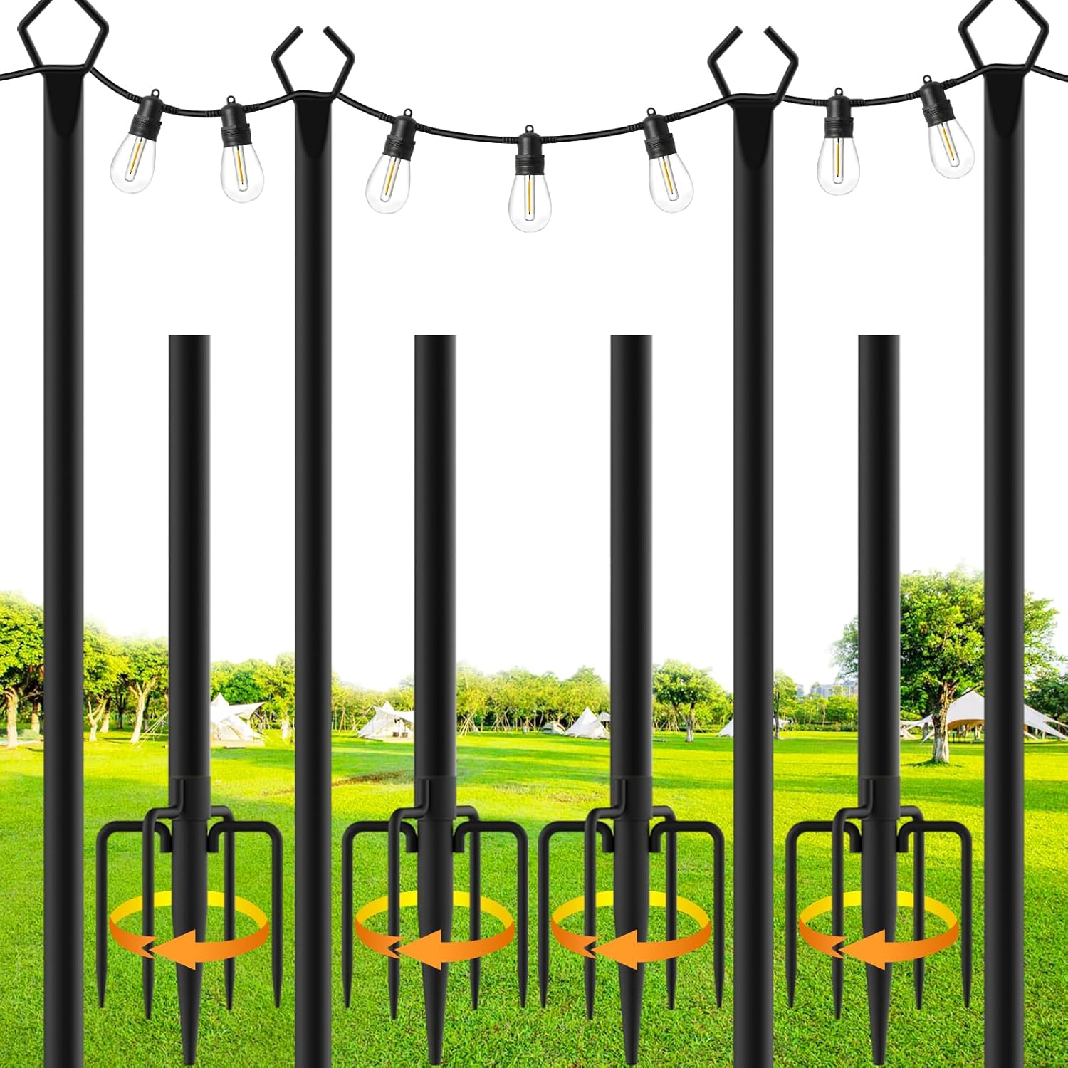 4 Pack String Light Poles by SINLEY for Outdoor Use