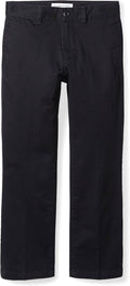 Boys Uniform Straight-Fit Flat-Front Chino Khaki Pants - Durable Fit