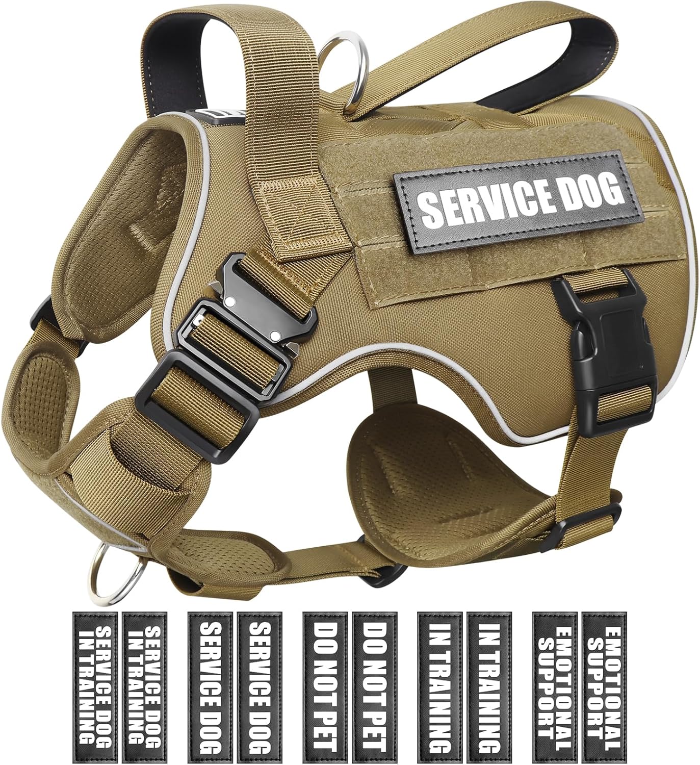 WINSEE Tactical Dog Harness for Large Dogs - Heavy Duty MOLLE Vest